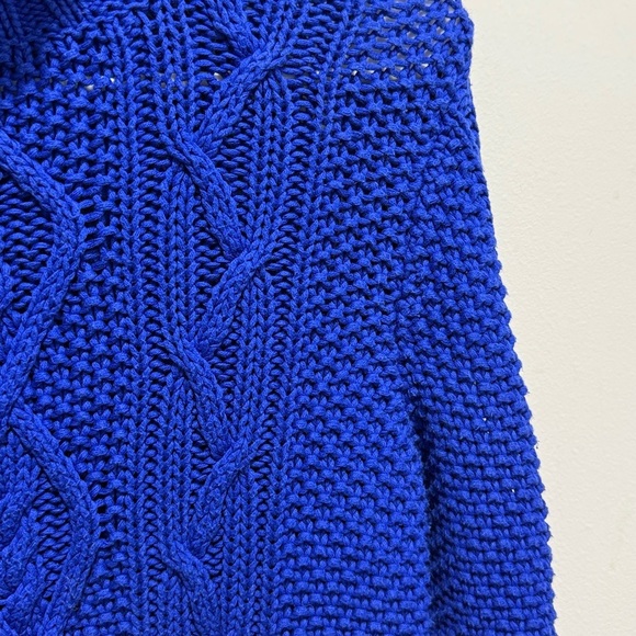 Lauren Ralph Lauren Royal Blue Cable Knit Turtleneck Sweater Medium Petite - Picture 3 of 5